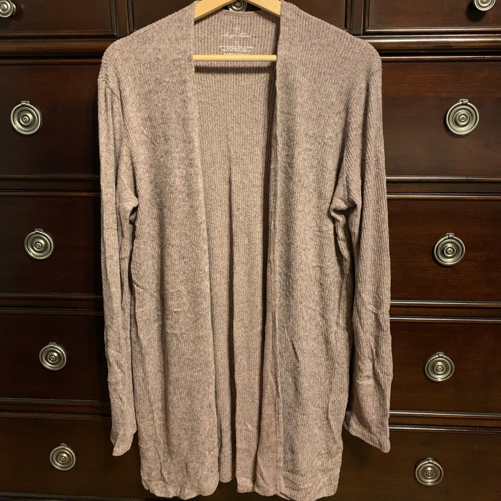 Elegantees ASHTON rib cardigan sweater in Dusty Rose - EUC